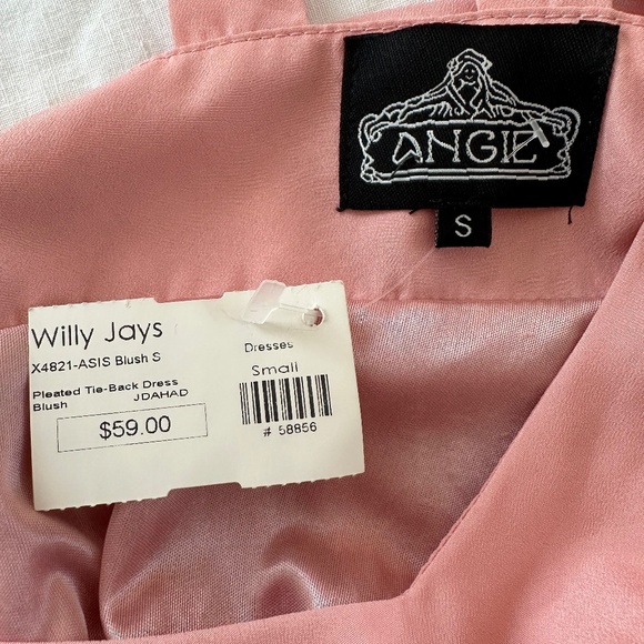 Blush Pleated Tie-Back Dress Small - Picture 3 of 3